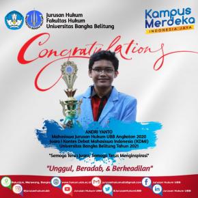 Andri Yanto, Mahasiswa FH  yang Menjuarai KDMI UBB 2021